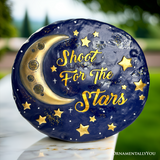 Shoot for the Stars Stepping Stone, 9.5" Galactic Moon and Stars Space Themed Gift