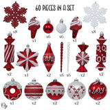 Sweets and Candy Theme Christmas Ornament Bundle, Assorted 60 Bauble off Candies, Ice Cream, Donut, and Glittery Round Balls