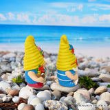 Tropical Beach Gnome Duo Figurine Set, Cute 6" Summer Decoration Garden Statue