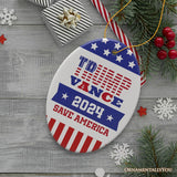 Trump Vance Save America 2024 Ornament, Election Support Christmas Gift