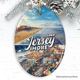 Vibrant Jersey Shore Ceramic Ornament, Tropical New Jersey Vacation in Atlantic Ocean Christmas Souvenir