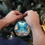 Artistic Glacier National Park Adventure Handmade Ceramic Ornament, Montana Souvenir and Gift