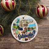 Artistic Tropical Barbados Landmarks and Beaches Ornament, Travel Caribbean Paradise Christmas Souvenir