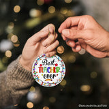 Best Teacher Ever Christmas Ornament, Holiday Sparkle Gift for Educators