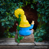 Bloom with Joy Sunflower Gnome 10" Garden Statue Figurine with Guitar, Spring and Summer Home Decoration