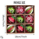 Elf Theme Christmas Ornament Set, 9 Baubles Green and Red