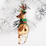 Festive Reindeer Glass Christmas Ornament Figurine