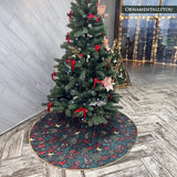 Gold and Red Deer Decoration Pattern Holiday Tree Skirt