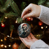 Grotesque Frankenstein with Santa Hat Ornament, Spooky Holiday Gift for Horror Fans