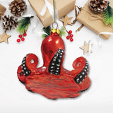 Pacific Octopus Blown Glass Christmas Ornament, Sea Animal Creature