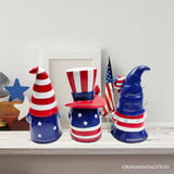 Patriotic Gnome Trio Figurines, 6" Set of Three Garden Statues and July 4th Decoration