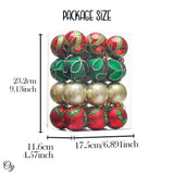 Refined Ornament Bauble Set, 24 Piece Red, Gold, and Green Glitter Christmas Bundle