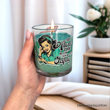 Sassy Retro Girl Dazzling Green Candle, Funny Gift