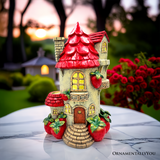 Solar Powered Strawberry Fairy Home Garden Statue, 10" Unique Spring Decoration