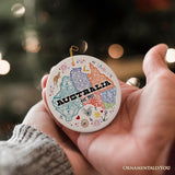 Vibrantly Unique and Stylish Australia Continent Map Ornament, Christmas Souvenir