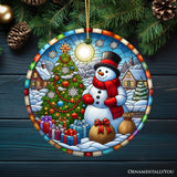 Winter Festivity Top Hat Snowman Ornament, Radiant Tree with Holiday Spirit Keepsake and Gift