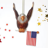 American Bald Eagle Patriotic Glass Ornament, USA Flag Christmas Decor