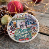 Artistic Portland City Ceramic Art Ornament, Oregon Souvenir and Christmas Gift