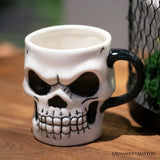 Classic Skeleton Face Spooky 4" Mug, Ceramic Halloween Gothic Kitchen Cup Decor