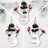 Classic Winter Snowman Set of 4 Glass Christmas Ornaments, Nostalgic Holiday Collection Set