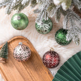 Enchanting Subtle Nature Ornament Bundle, Set of 6 Pine Green, Light Green, Mint Green, Pink and Matte Red Baubles