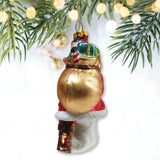 Holly Jolly Santa Claus with Gift Bag and Toys Blown Glass Christmas Ornament