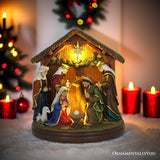 Radiant Nativity Scene Handcrafted Statue Figurine, 7" Birth of Jesus Christian Home Decoration