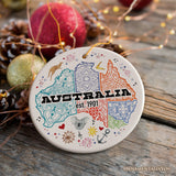 Vibrantly Unique and Stylish Australia Continent Map Ornament, Christmas Souvenir