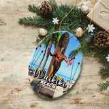 Waikiki Beach Hawaiian Paradise Ornament, Pacific Island Cultural Christmas Gift and Souvenir