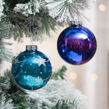 Galactic Space Theme Glass Ornament Bundle, Purple Star Pattern Baubles, Astronaut, Spaceship, and UFO Decorations