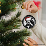 Gothic Edgar Allan Poe with Santa Hat And Raven Ornament, Spooky Halloween Tree Christmas Decor