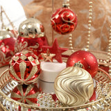 Glittery Red and Gold Christmas Ornament Bauble Set, Elegant 16 Piece Bundle