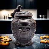 Spooky Urn 8" Cookie Jar, Ceramic Gothic Halloween Kitchen Decoration