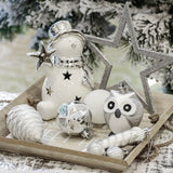 Winter Woodlands Large White and Silver Ornament Set of 90, Glittery Snow Owls, Cones, Snowflakes, and Stalactites