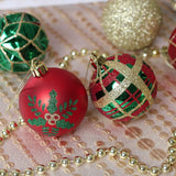 Graceful Ornament Bundle Set, Red, 30 Green and Gold Glittered Tree Baubles