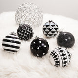 Black and White Monochrome Christmas Bauble Ornament Set, Emo or Gothic Tree Ideas