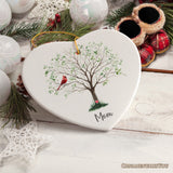 In Loving Memory of Mom and Dad Cardinal on a Tree Ornament, Heavenly Christmas Remembrance Gift