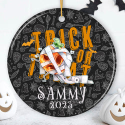 Trick or Treat Spooky Cute Kids Custom Ornament, Halloween Ghost and Pumpkin Children’s Gift