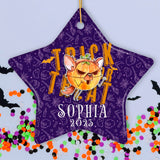 Trick or Treat Spooky Cute Kids Custom Ornament, Halloween Ghost and Pumpkin Children’s Gift