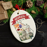 Artistic Georgia State Themes and Landmarks Christmas Ornament