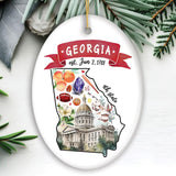 Artistic Georgia State Themes and Landmarks Christmas Ornament