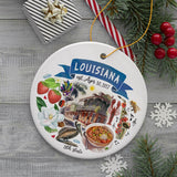 Artistic Louisiana State Themes and Landmarks Christmas Ornament