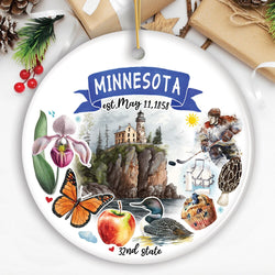 Artistic Minnesota State Themes and Landmarks Christmas Ornament