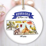 Artistic Nebraska State Themes and Landmarks Christmas Ornament