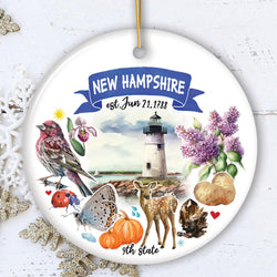 Artistic New Hampshire State Themes and Landmarks Christmas Ornament