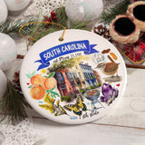 Artistic South Carolina State Themes and Landmarks Christmas Ornament