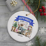 Artistic South Dakota State Themes and Landmarks Christmas Ornament