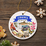 Artistic Virginia State Themes and Landmarks Christmas Ornament