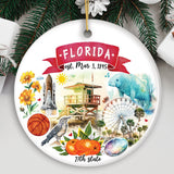 Artistic Florida State Themes and Landmarks Christmas Ornament