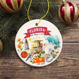 Artistic Florida State Themes and Landmarks Christmas Ornament